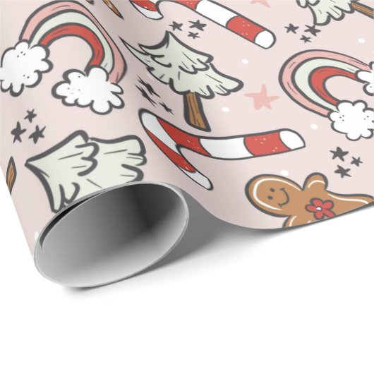 Papier Cadeau Pain d'épices arc-en-ciel (Coin rond)