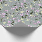 Papier Cadeau Pain d'épices Cerf canne verdure Noël (Coin)