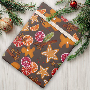 Papier Cadeau Pain d'épices Citrus épices Noël rustique
