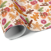 Papier Cadeau Pain d'épices Citrus épices Noël rustique (Coin rond)