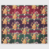 Papier Cadeau Pain d'épices de Noël Cookies Plaid Holiday Pastel (Plat)