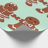 Papier Cadeau Pain d'épices de Noël Garçons Filles Papier à enve (Coin)