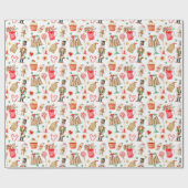 Papier Cadeau Pain d'épices de Noël mignon (Plat)