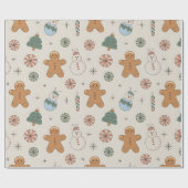 Papier Cadeau Pain d'épices de Noël mignon (Plat)