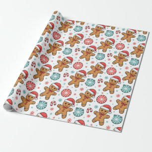 Papier Cadeau Pain d'épices de Noël mignon