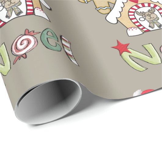 Papier Cadeau Pain d'épices de Noël Papier à envelopper (Coin rond)