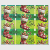 Papier Cadeau Pain d'épices de Noël vert vif (Plat)