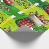 Papier Cadeau Pain d'épices de Noël vert vif (Coin)