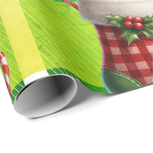 Papier Cadeau Pain d'épices de Noël vert vif (Coin rond)