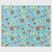 Papier Cadeau Pain d'épices et bonbons de Noël (Plat)