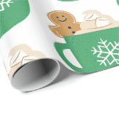 Papier Cadeau Pain d'épices et chocolat chaud Noël (Coin rond)