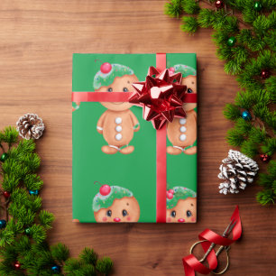 Papier Cadeau Pain d'épices homme Fête Noël saisonnier