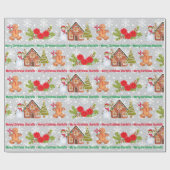 Papier Cadeau Pain d'épices Homme Snowman Ajouter un nom Noël (Plat)