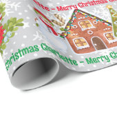 Papier Cadeau Pain d'épices Homme Snowman Ajouter un nom Noël (Coin rond)