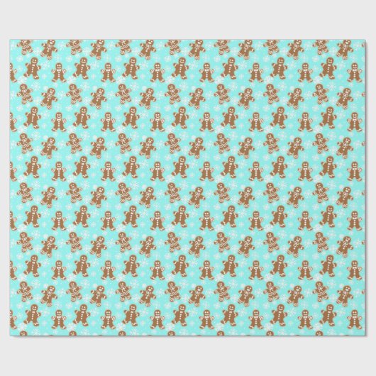Papier Cadeau Pain d'épices Hommes Blue Snowflake Motif (Plat)