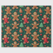 Papier Cadeau Pain d'épices Hommes et arbres de Noël Noël (Plat)