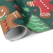 Papier Cadeau Pain d'épices Hommes et arbres de Noël Noël (Coin rond)