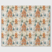 Papier Cadeau Pain d'épices Hommes & Maison Noël neigeux (Plat)