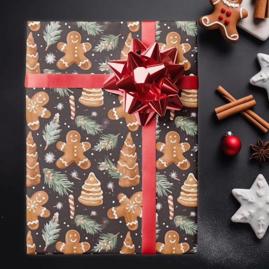 Papier Cadeau Pain d'épices mignon et festif Noël