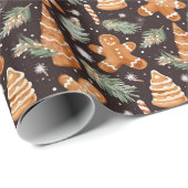 Papier Cadeau Pain d'épices mignon et festif Noël (Coin rond)