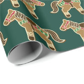 Papier Cadeau Pain d'épices Noël Cheval Cookie Motif (Coin rond)