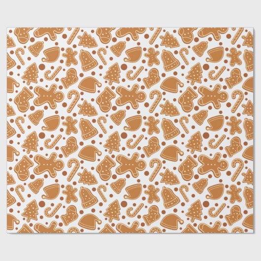 Papier Cadeau Pain d'épices Noël Cookies Blanc Cadeau sans coutu (Plat)