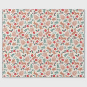 Papier Cadeau Pain d'épices, rennes et arbre de Noël (Plat)