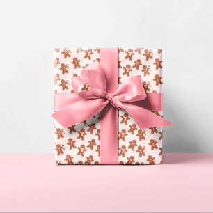 Papier Cadeau Pain d'épices rose Festive de Noël tendance