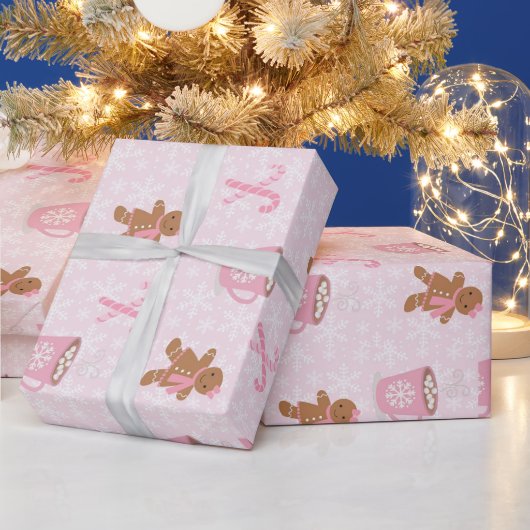 Papier Cadeau Pain d'épices rose Noël (Vacances)