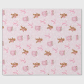 Papier Cadeau Pain d'épices rose Noël (Plat)