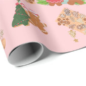 Papier Cadeau Pain d'épices rose+ Sucre Cookie Noël Enveloppe ca (Coin rond)