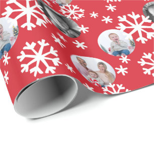 Papier Cadeau Painé Snowflakes Photo Cadeau Envelopper rouge bla
