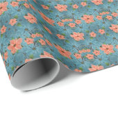 Papier Cadeau Painé Soft Pastel Poinsettia vacances (Coin rond)