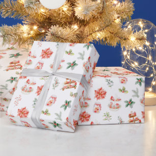 Papier Cadeau Pains de Noël et feuillage rouge