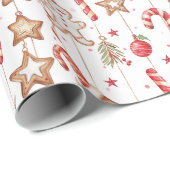 Papier Cadeau Pains D'Enfer, Sucres de canne Et Étoiles De Noël (Coin rond)