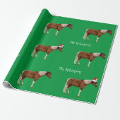 Papier Cadeau Paint Horses & Red Santa Hat Christmas Wrapper Pa (Déroulé)