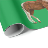 Papier Cadeau Paint Horses & Red Santa Hat Christmas Wrapper Pa (Coin rond)