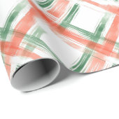 Papier Cadeau Paint Stroke rouge et vert Plaid (Coin rond)