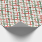 Papier Cadeau Paint Stroke rouge et vert Plaid (Coin)