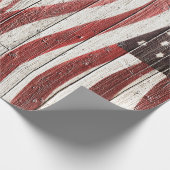 Papier Cadeau Painted American Flag on Rustic Wood Texture (Coin)