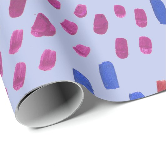 Papier Cadeau Painted Dots Pattern – Hand-Painted Abstract Blue (Coin rond)