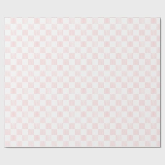 Papier Cadeau Painted Pink and White Check Checkerboard Pattern (Plat)