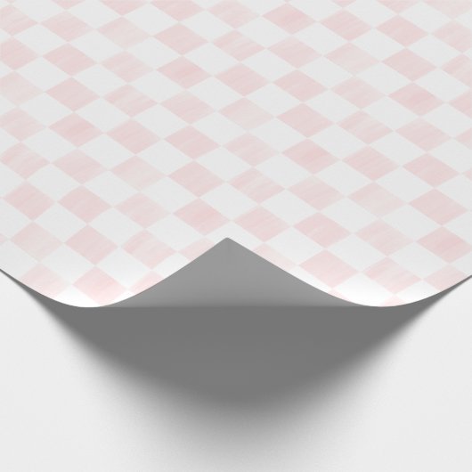 Papier Cadeau Painted Pink and White Check Checkerboard Pattern (Coin)