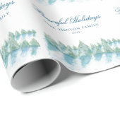 Papier Cadeau Paisible Forêt d'hiver Aquarelle Script Noël (Coin rond)