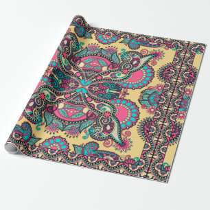 Papier Cadeau Paisley bandanna fleurie traditionnelle ornemental