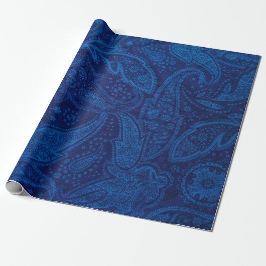 Papier Cadeau Paisley bleu (Déroulé)