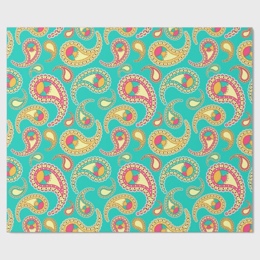 Papier Cadeau Paisley coloré (Plat)