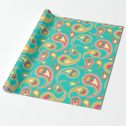 Papier Cadeau Paisley coloré (Déroulé)