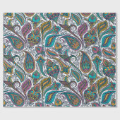 Papier Cadeau Paisley ethnique coloré motif (Plat)