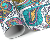 Papier Cadeau Paisley ethnique coloré motif (Coin rond)